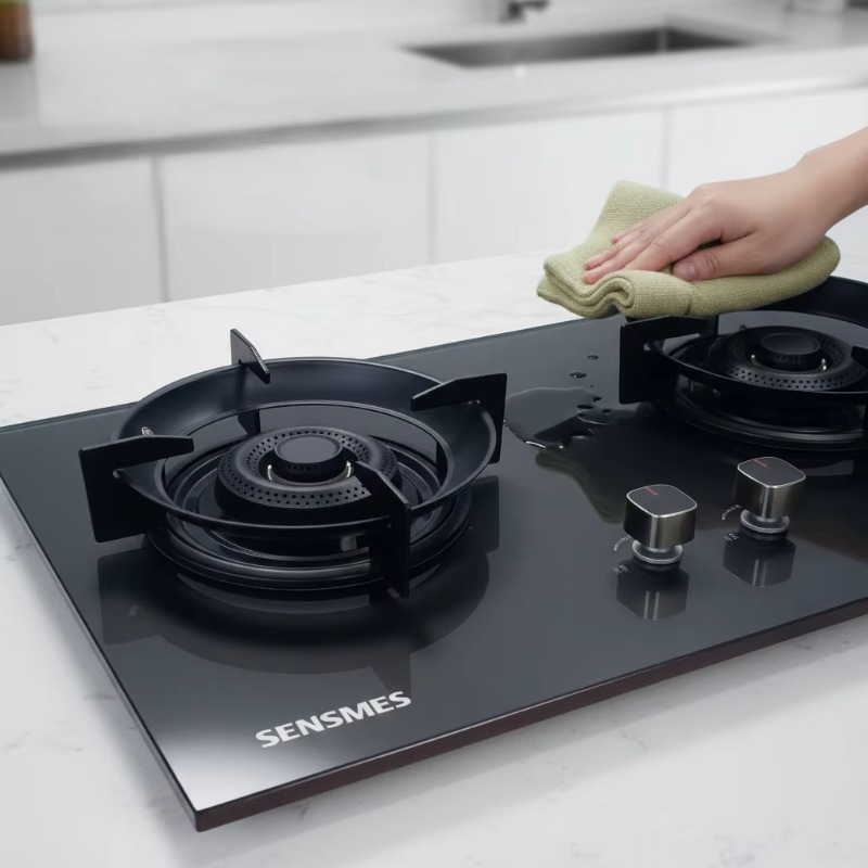 Kitchen Appliances Usa - Czarna płyta gazowa z hartowanego szkła,